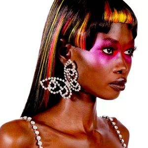 Oversized Butterfly Rhinestone Earrings